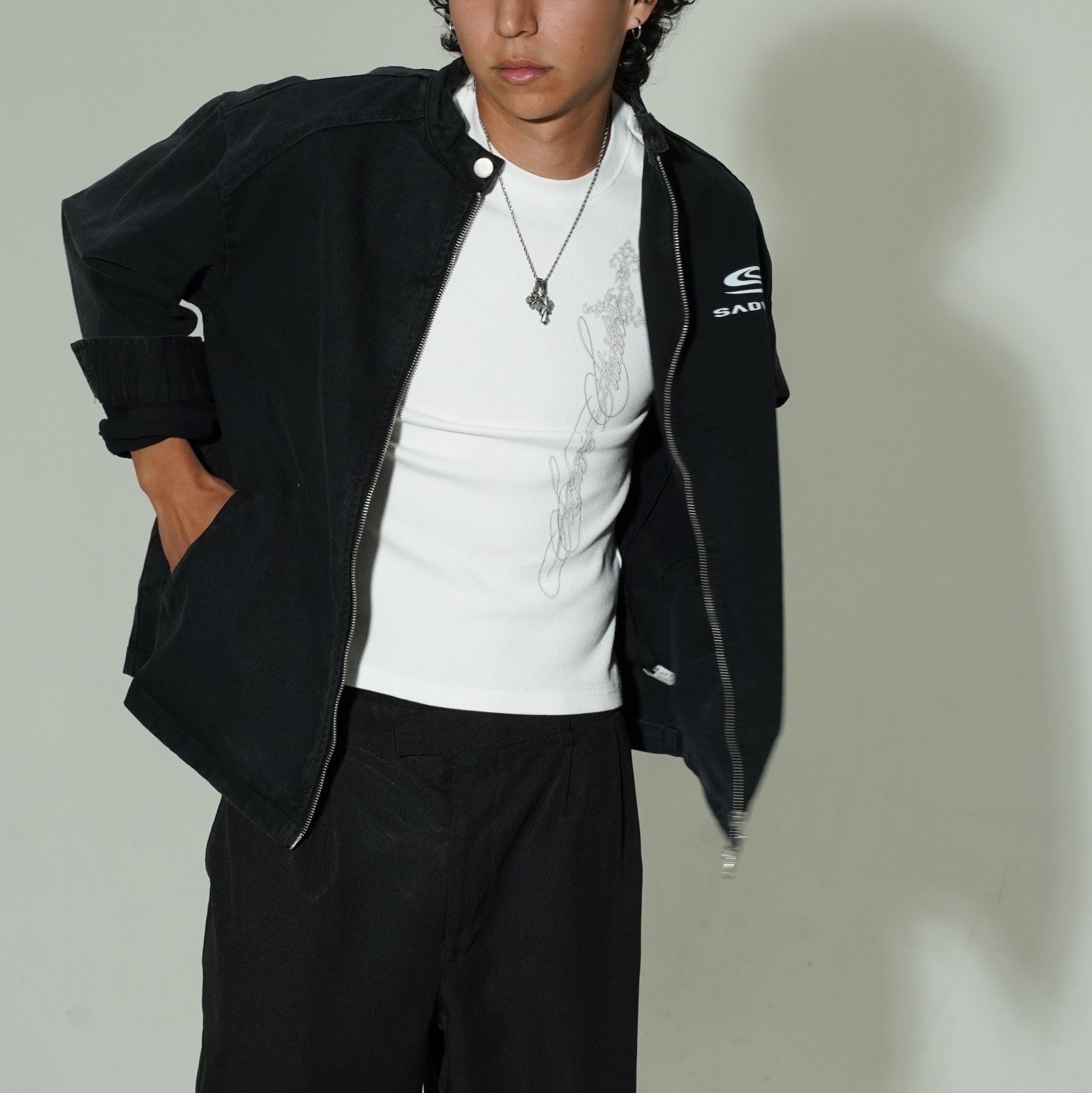"SCRIPT" DENIM BIKER JACKET