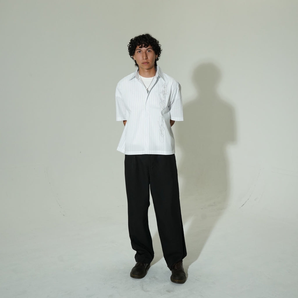 "CRUSADER" STRIPED BOXY SHIRT