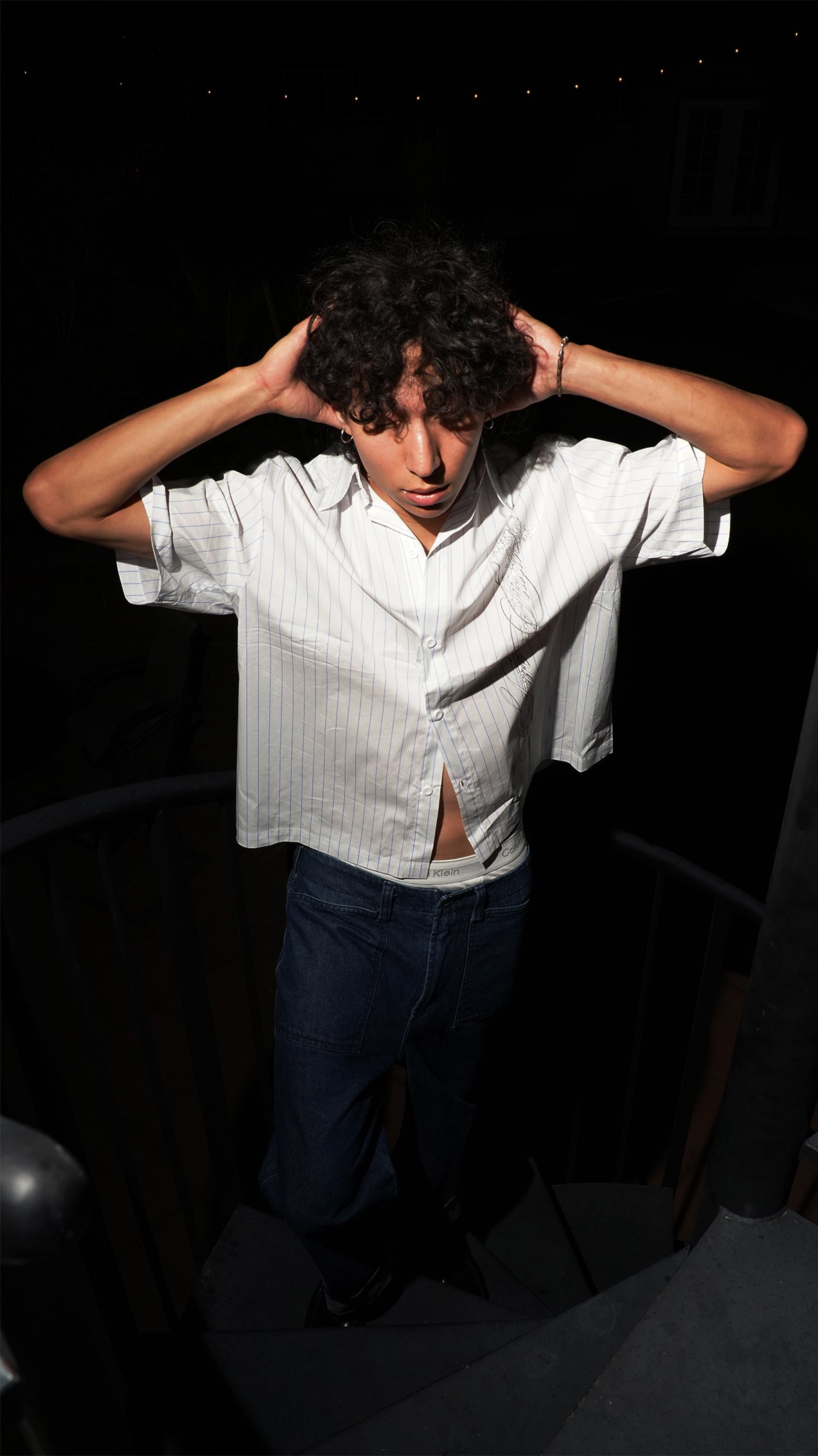 "CRUSADER" STRIPED BOXY SHIRT