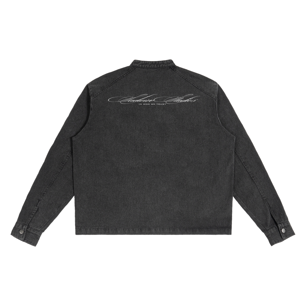 "SCRIPT" DENIM BIKER JACKET