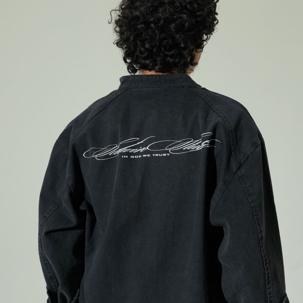 "SCRIPT" DENIM BIKER JACKET