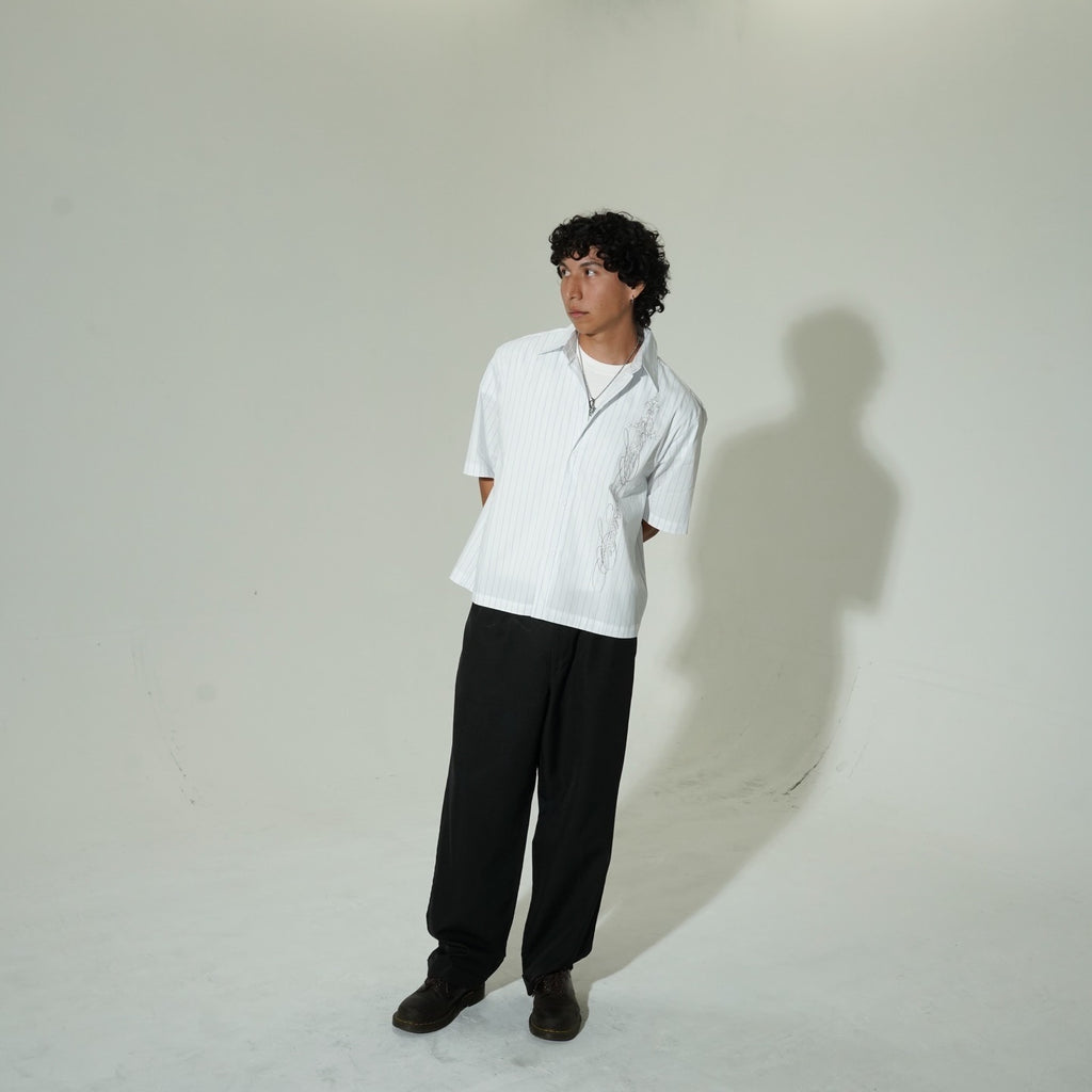 "CRUSADER" STRIPED BOXY SHIRT