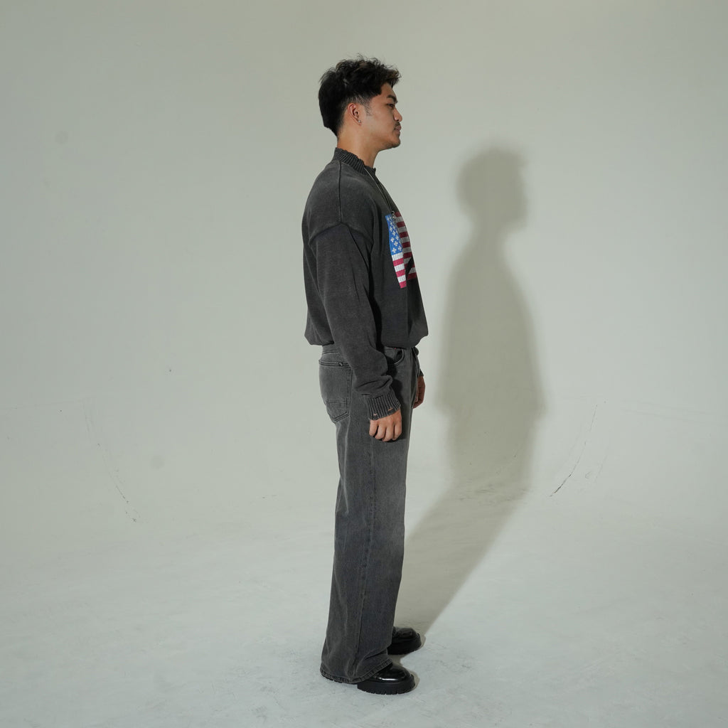 "USA" PREMIUM FRAYED SWEATER