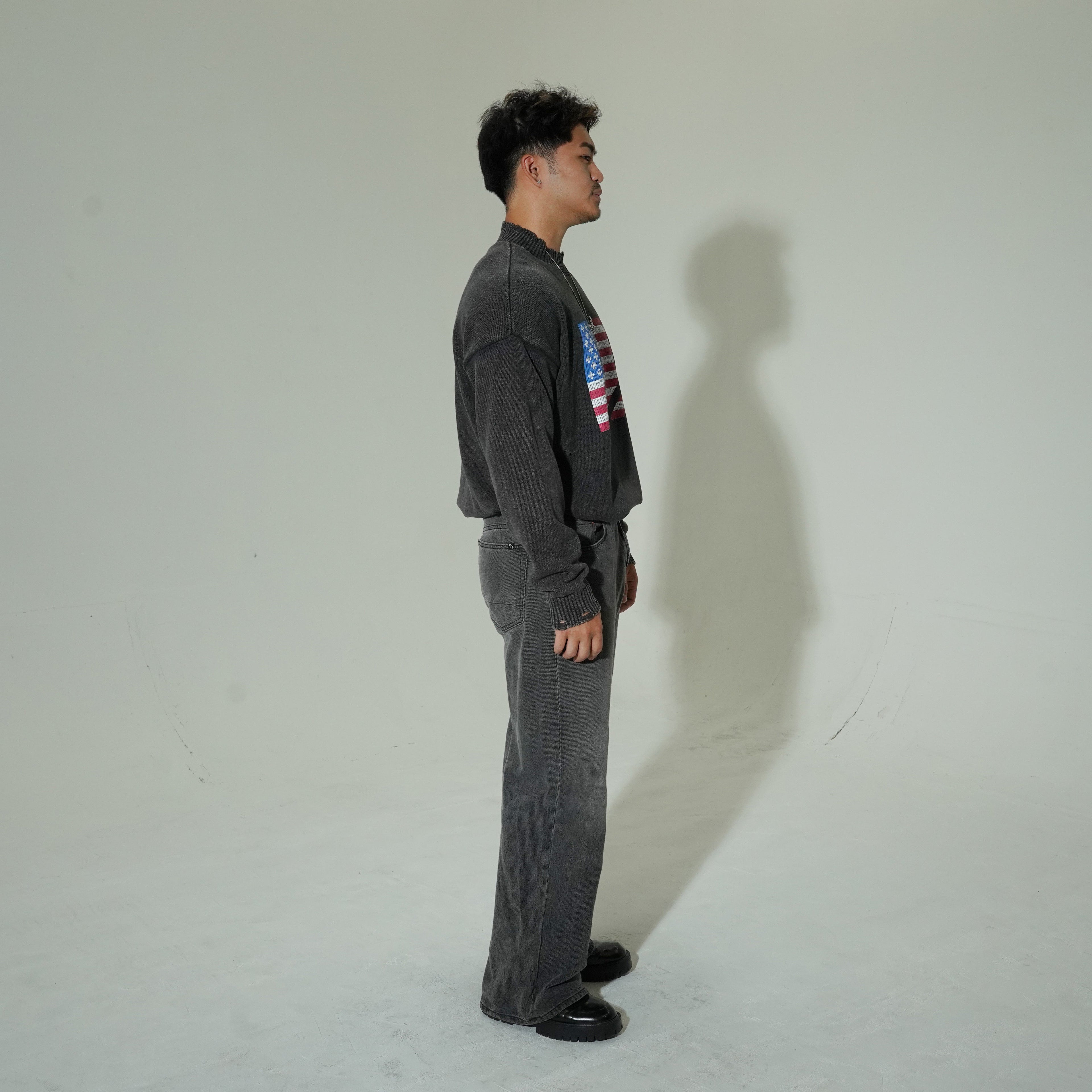 "USA" PREMIUM FRAYED SWEATER