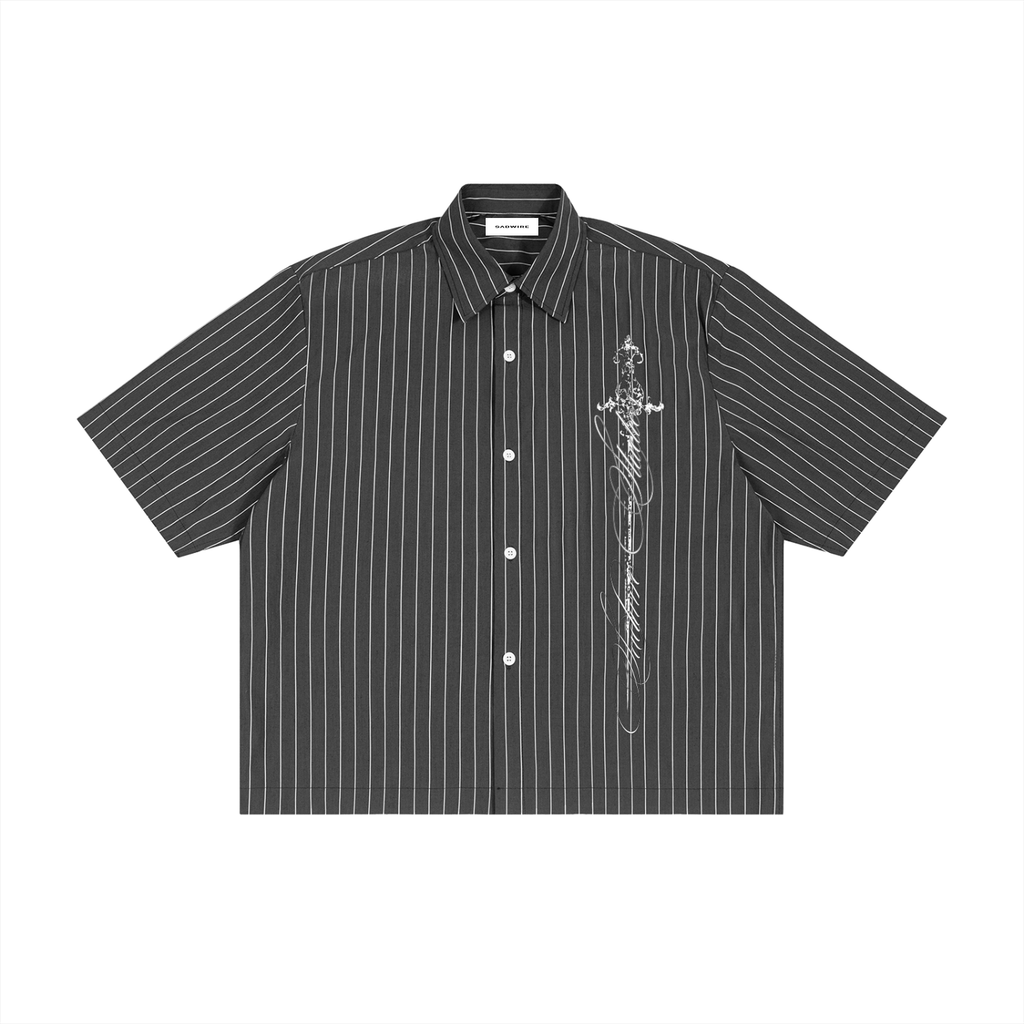 "CRUSADER" STRIPED BOXY SHIRT
