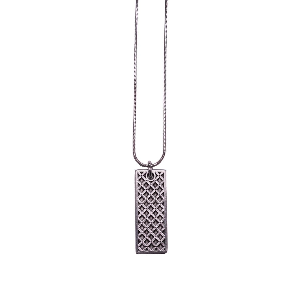 "STEEL CAGE" TAG NECKLACE
