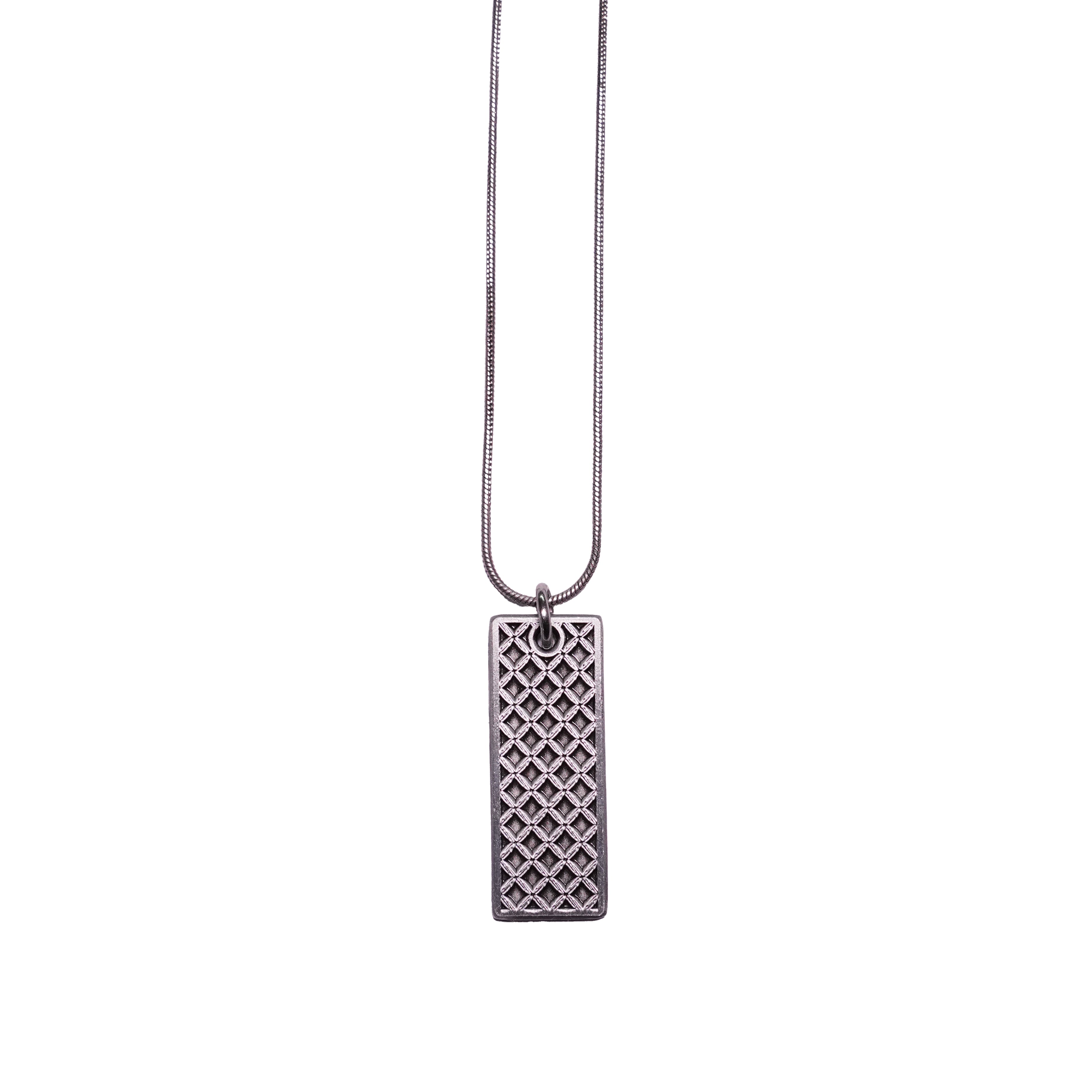 "STEEL CAGE" TAG NECKLACE