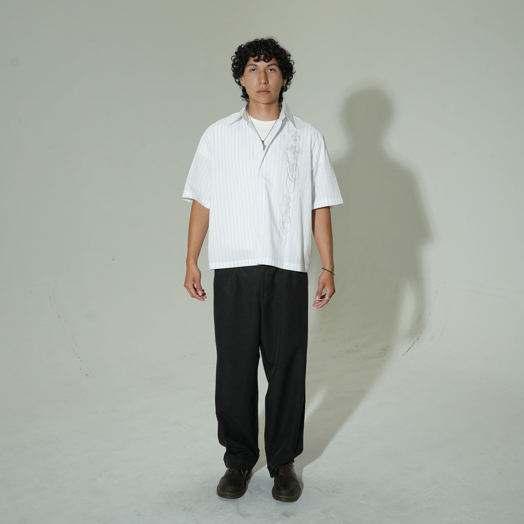 "CRUSADER" STRIPED BOXY SHIRT