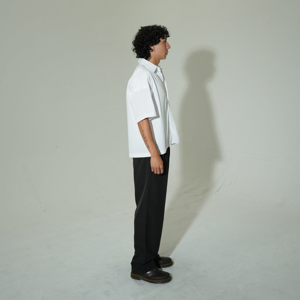 "CRUSADER" STRIPED BOXY SHIRT