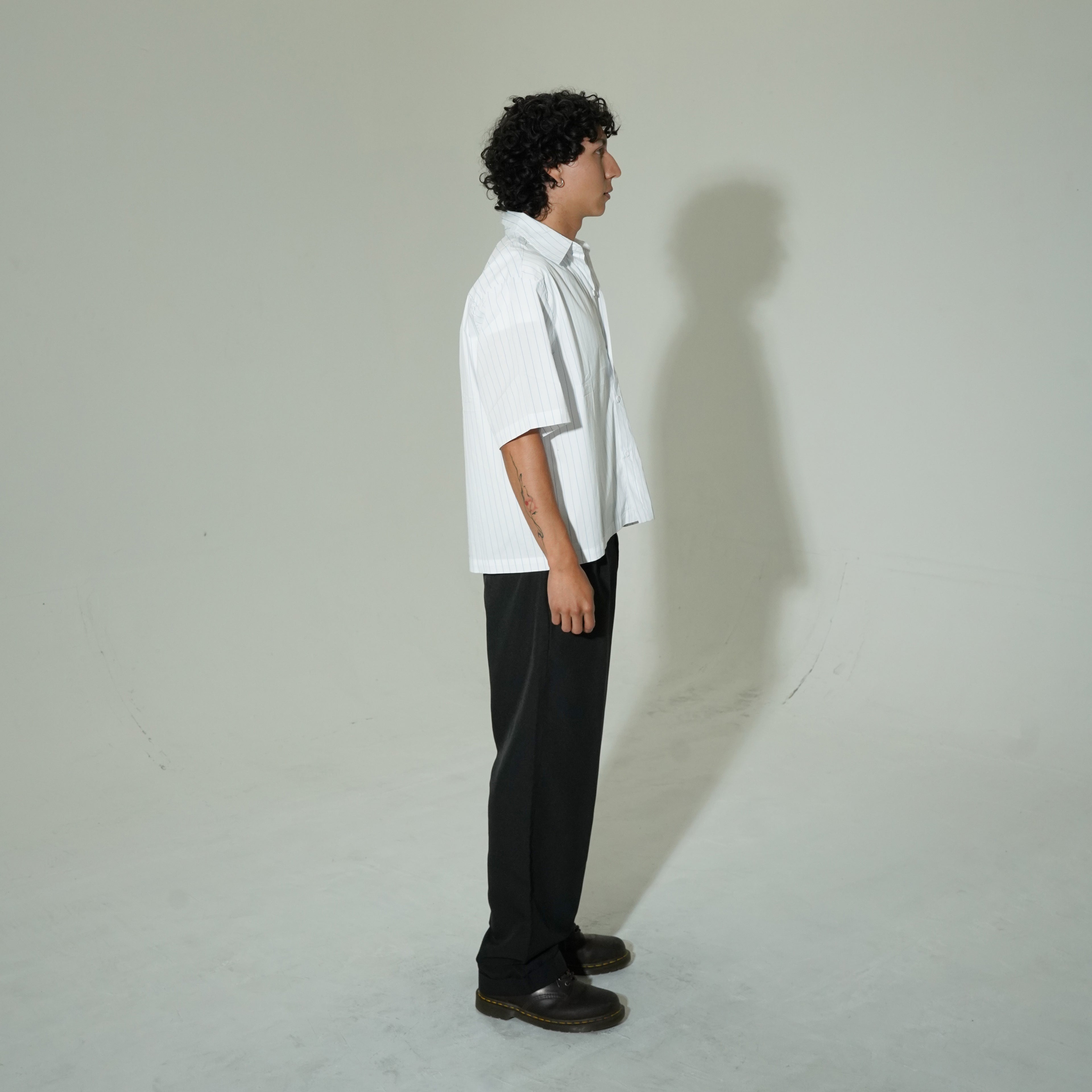 "CRUSADER" STRIPED BOXY SHIRT