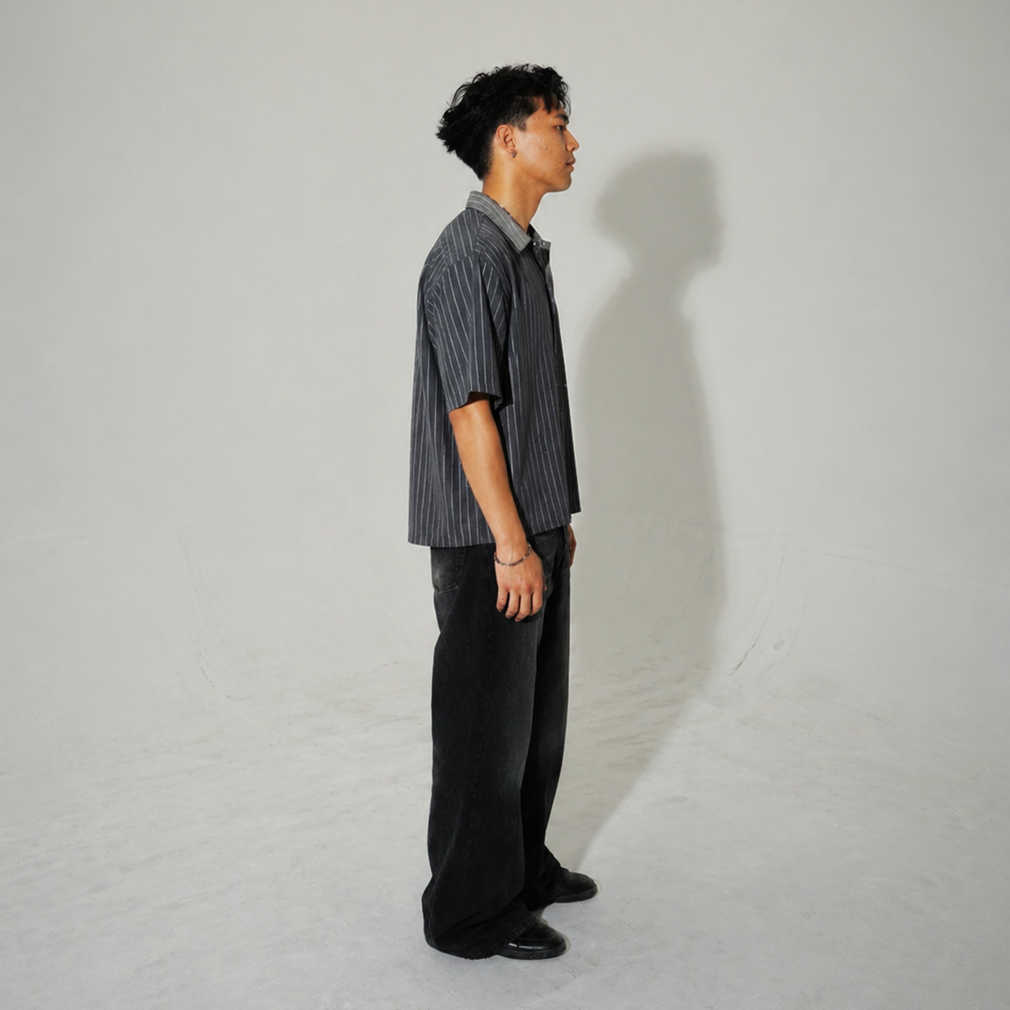 "CRUSADER" STRIPED BOXY SHIRT