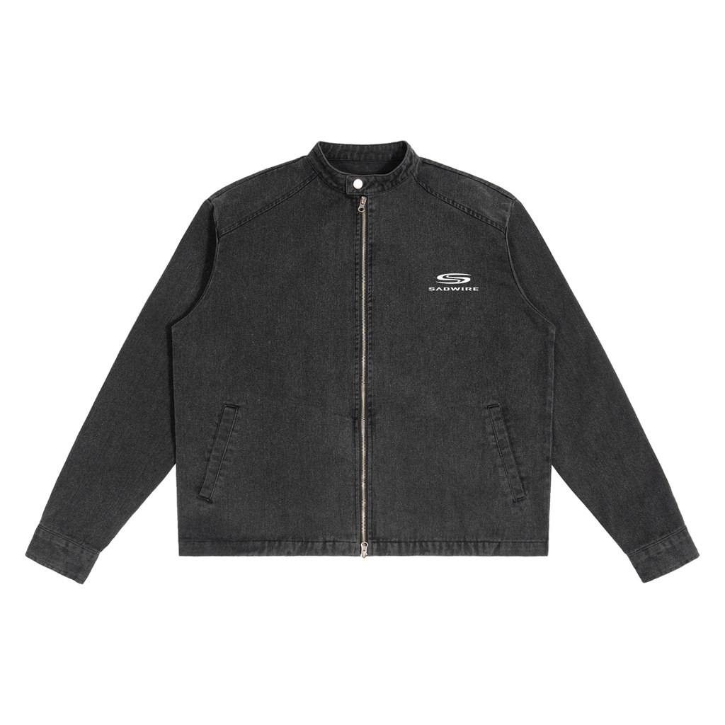 "SCRIPT" DENIM BIKER JACKET